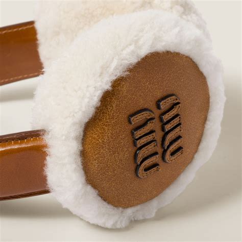 miu miu ear muffs|Cognac/natural Shearling Earmuffs .